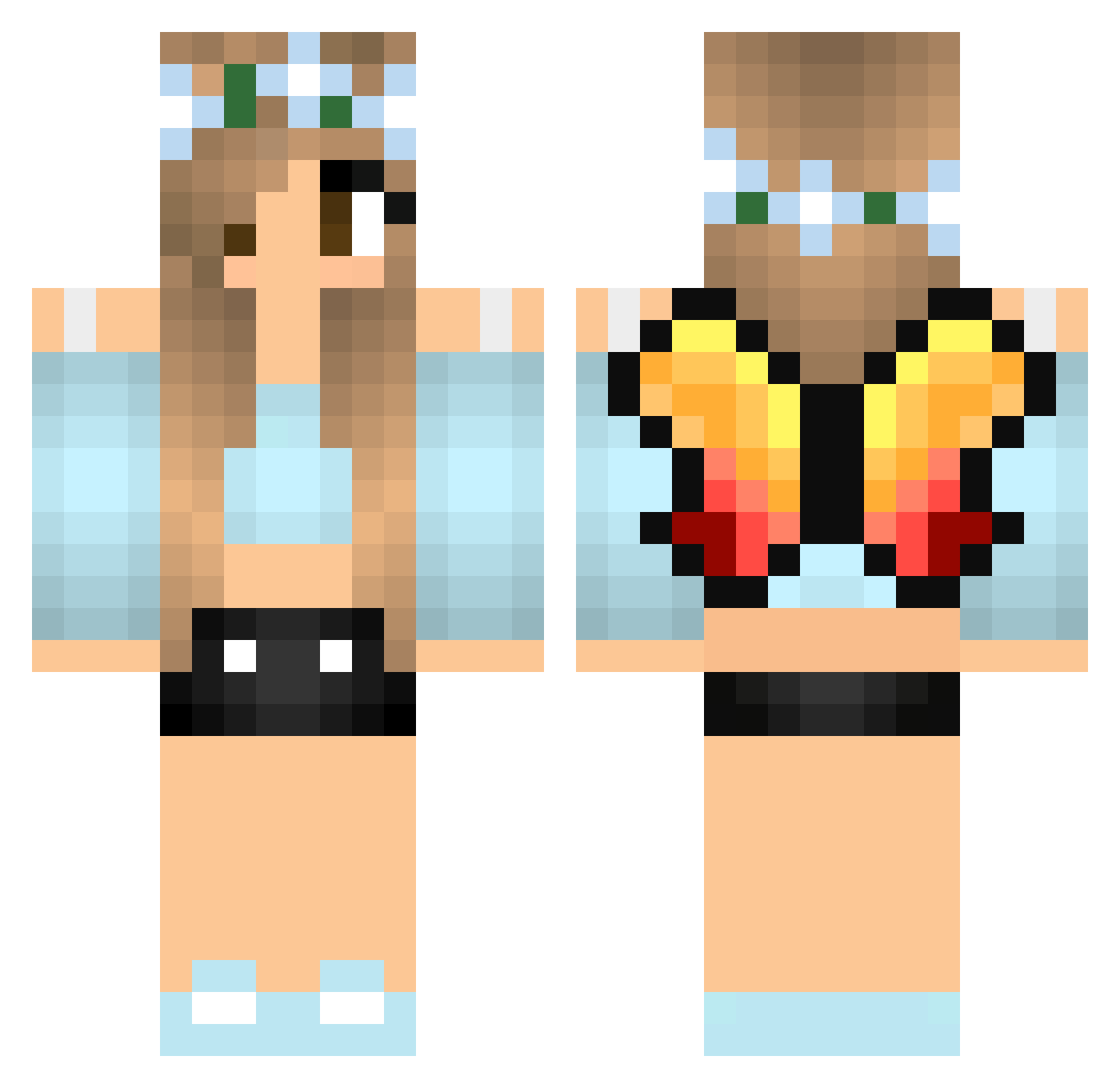 Shimmery Minecraft skin, front and back view