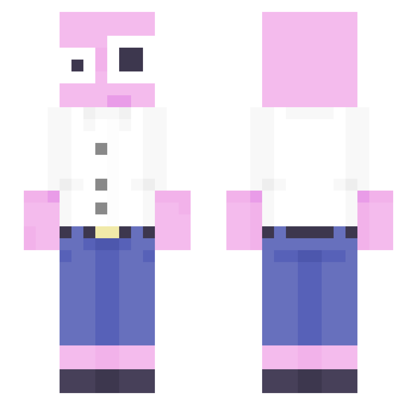 Bubbwy Minecraft skin, front and back view