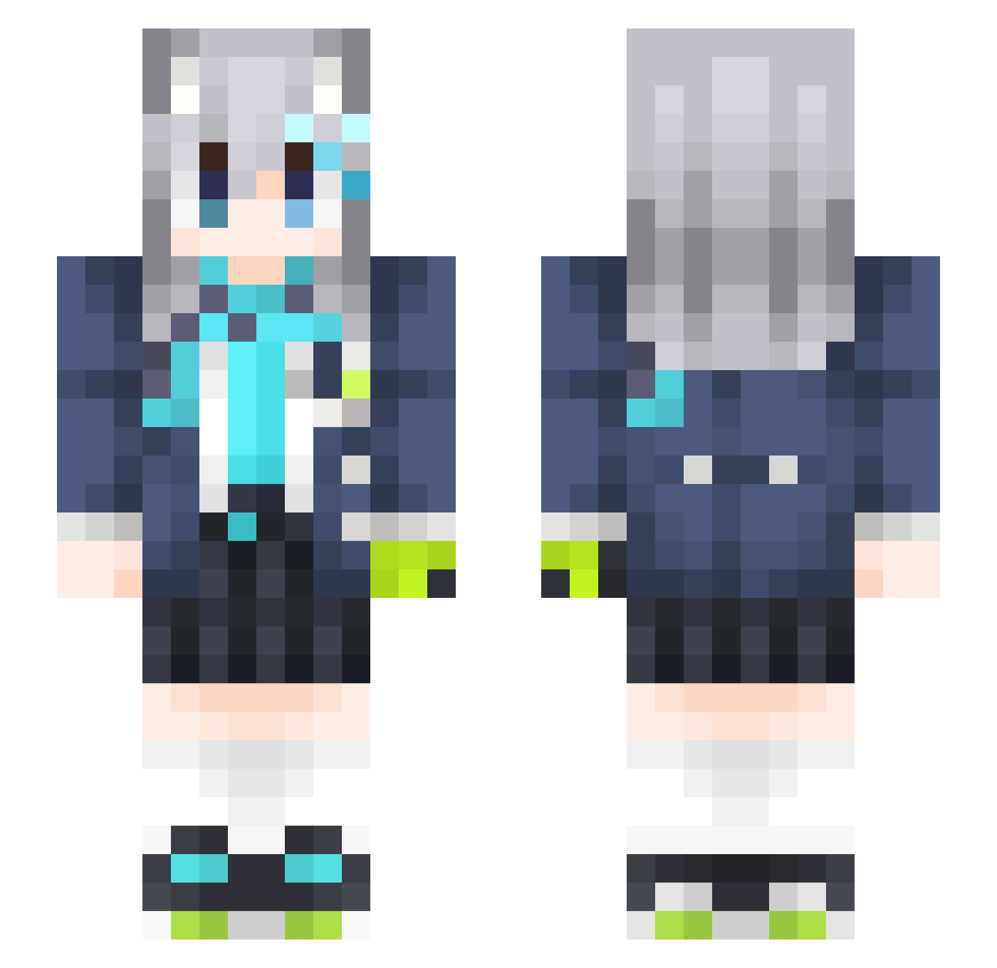 awjja Minecraft skin, front and back view
