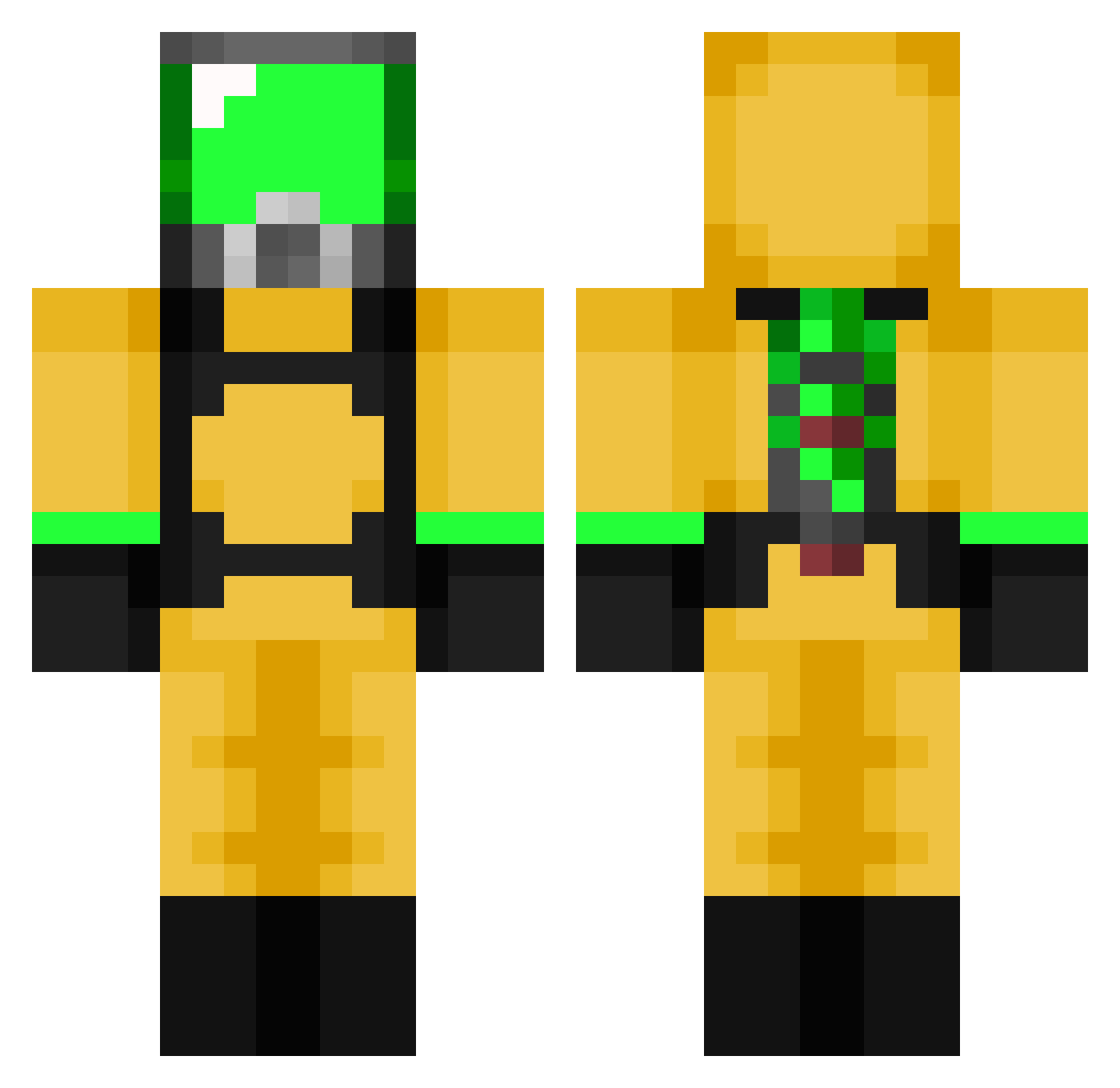 Meneco Minecraft skin, front and back view