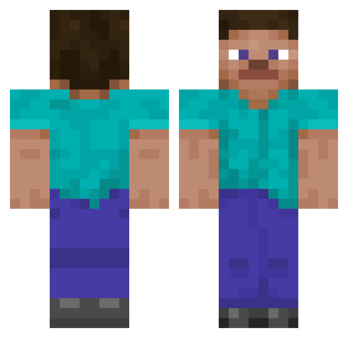xanxp Minecraft skin, front and back view