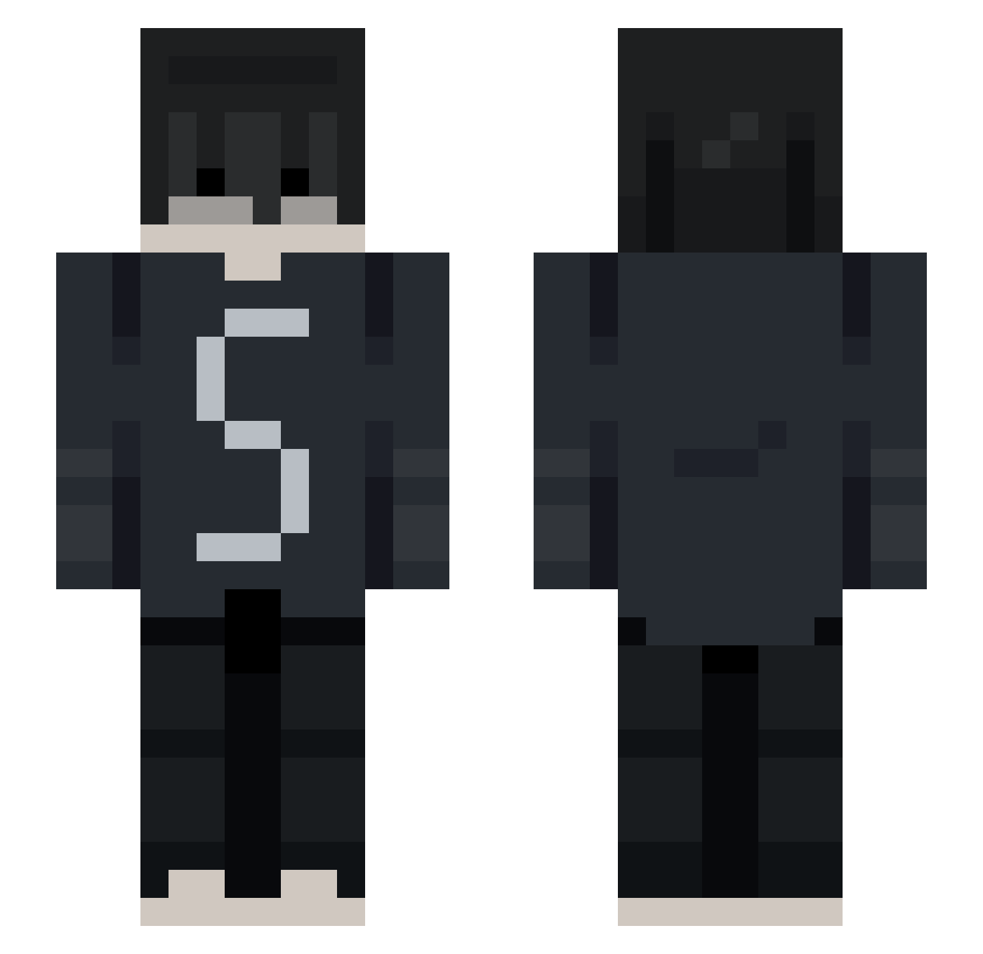 Syttynyt Minecraft skin, front and back view