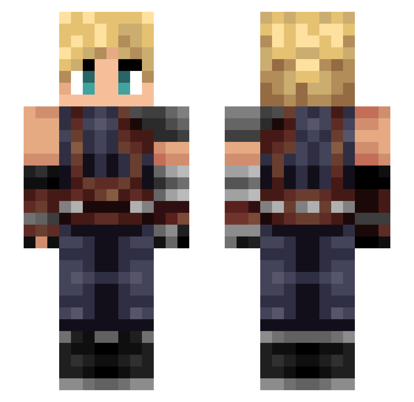 PhilloPopillo Minecraft skin, front and back view