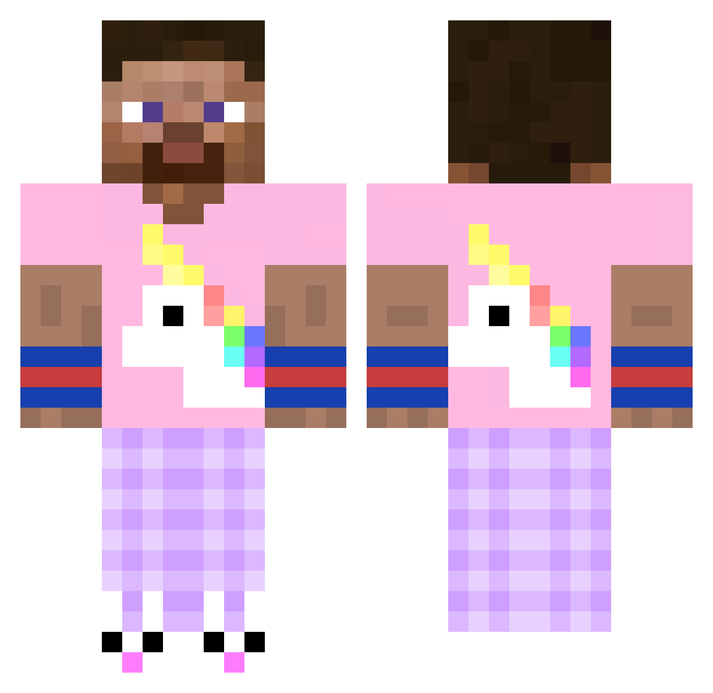 Fewest Minecraft skin, front and back view