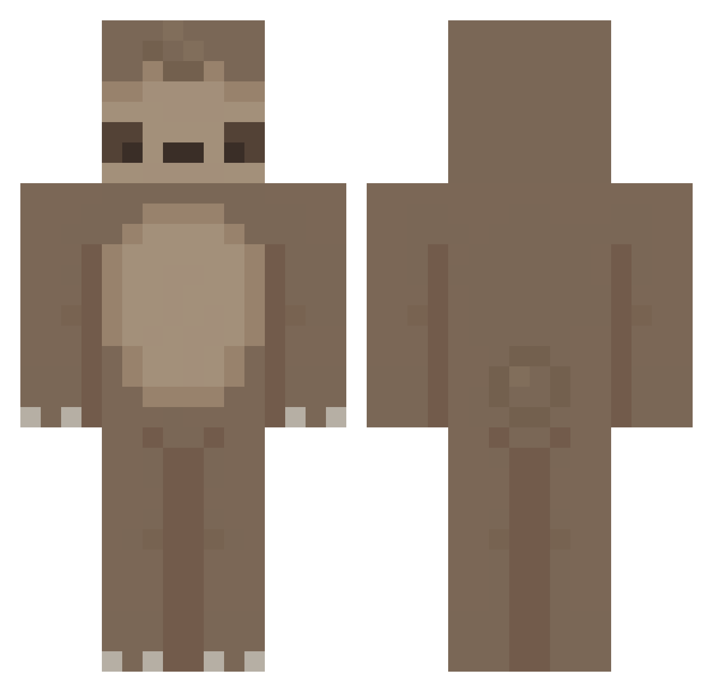 CrySloth Minecraft skin, front and back view