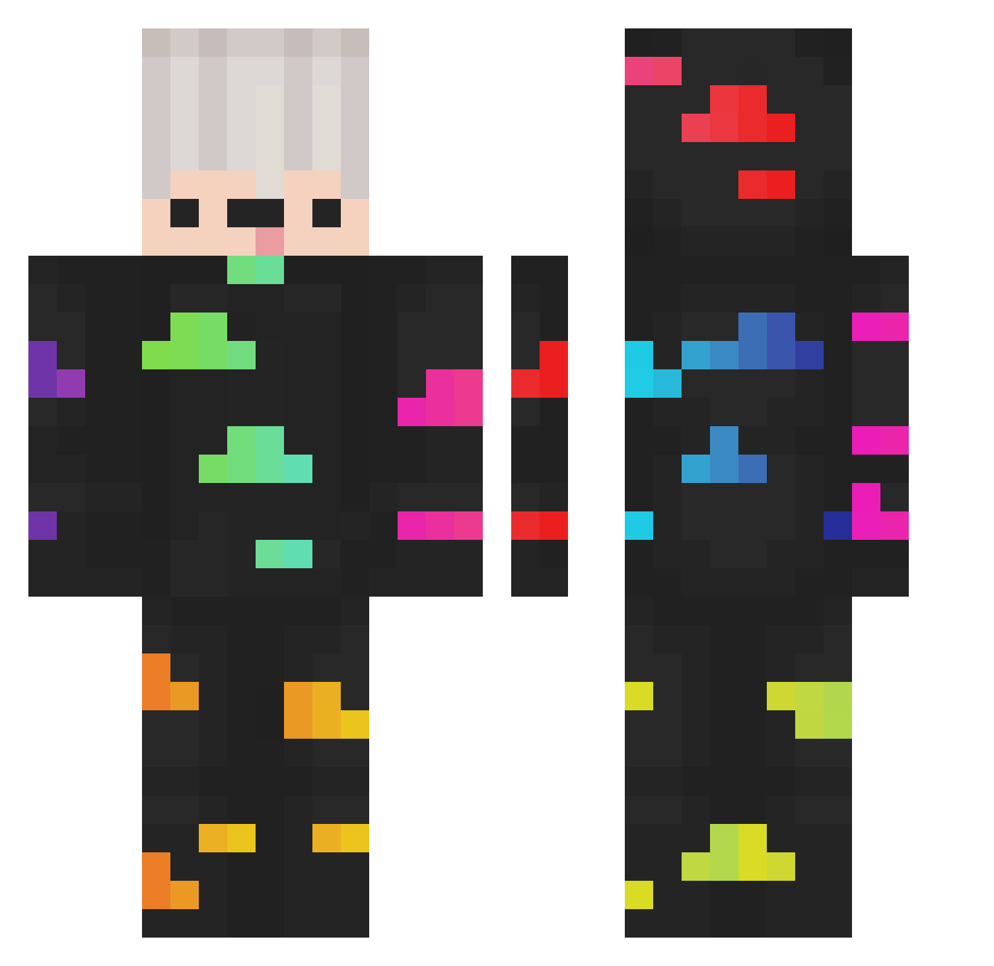 SweatyAura Minecraft skin, front and back view