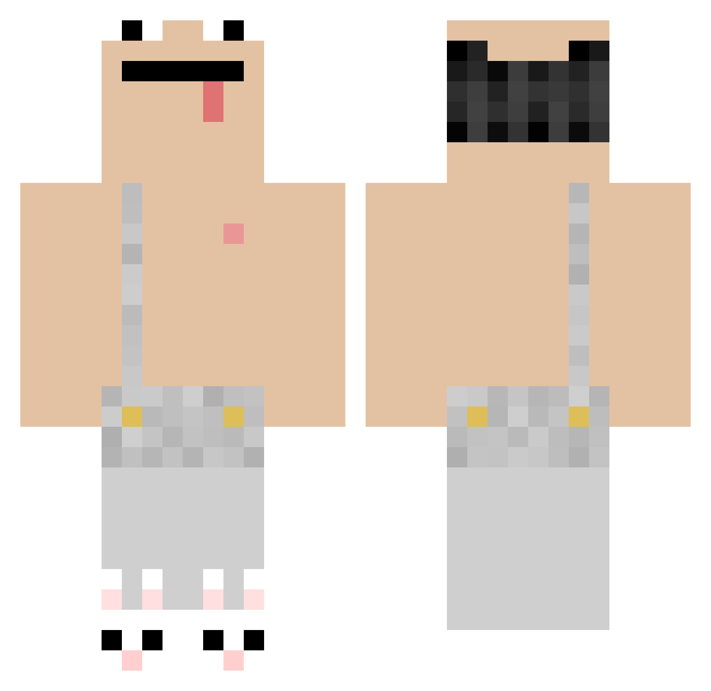 Azertyran Minecraft skin, front and back view