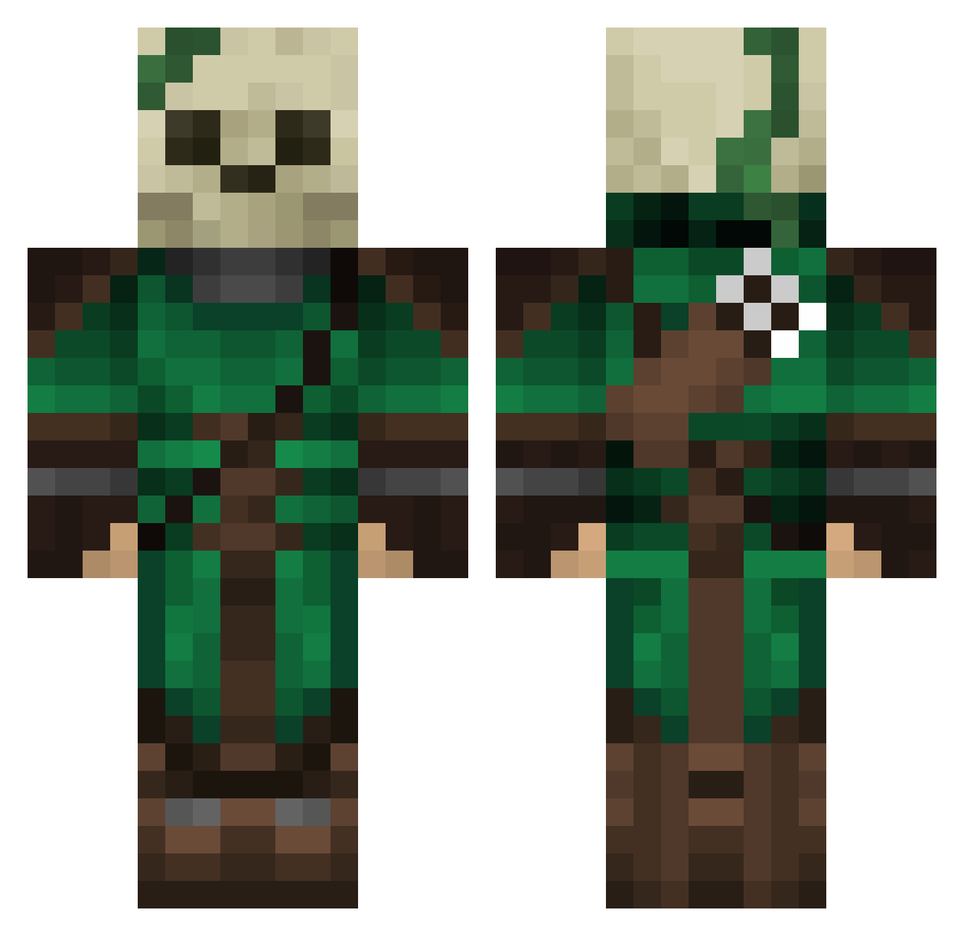 Demontino290 Minecraft skin, front and back view