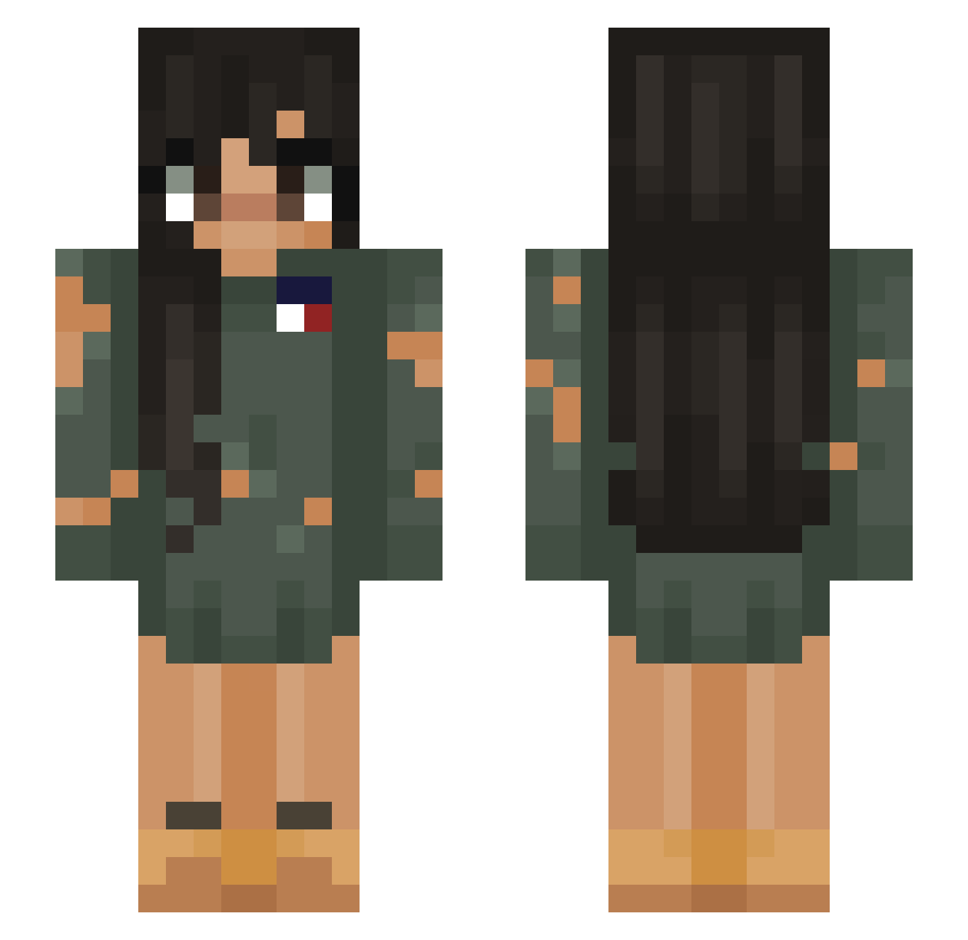 Lauubtl Minecraft skin, front and back view