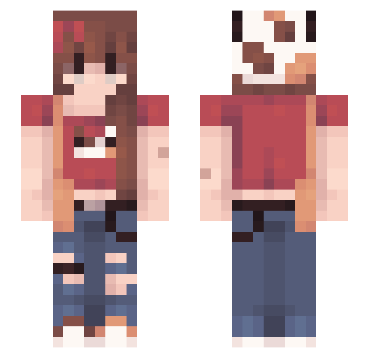 sweetzu Minecraft skin, front and back view