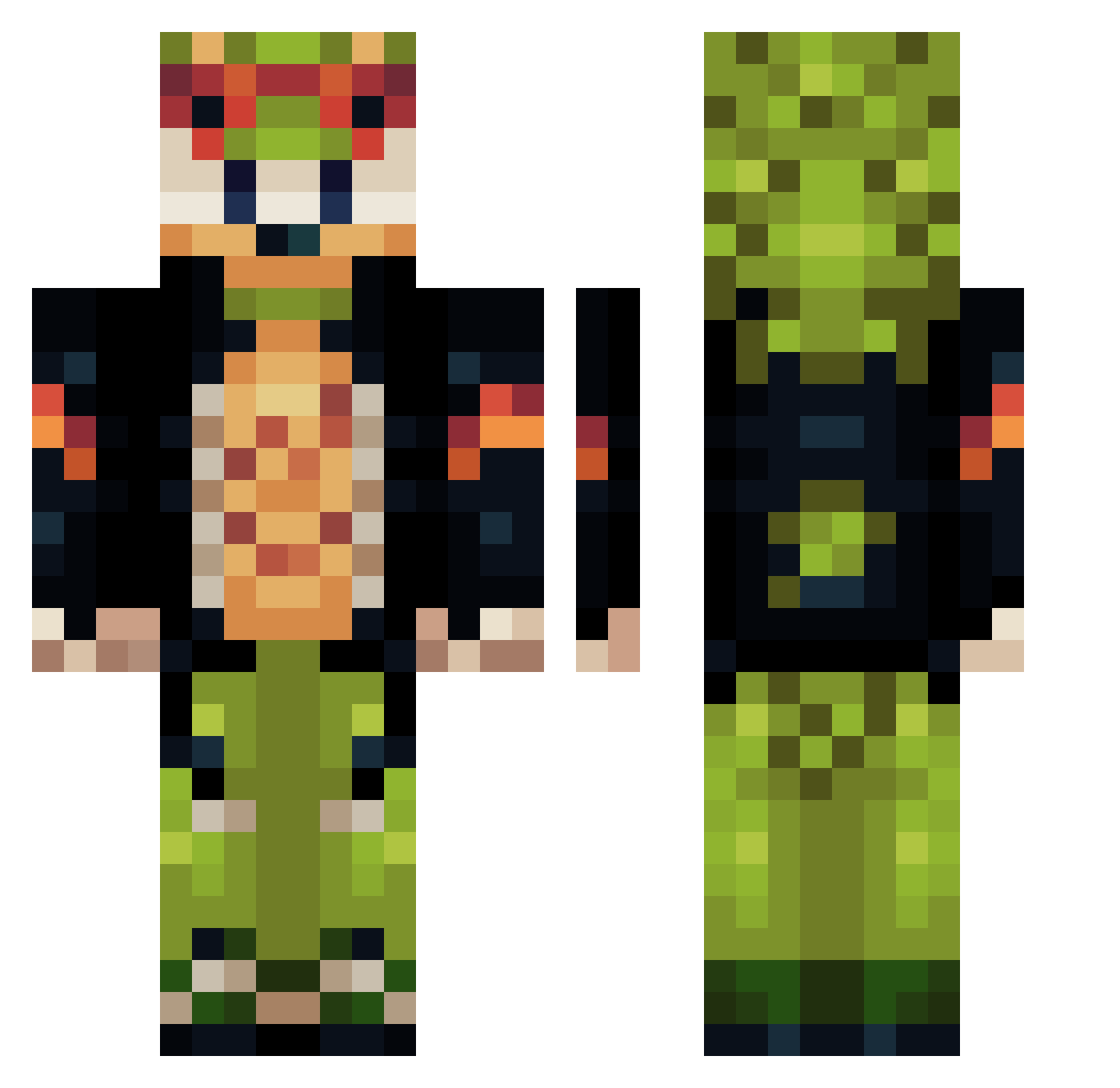 mopcat Minecraft skin, front and back view