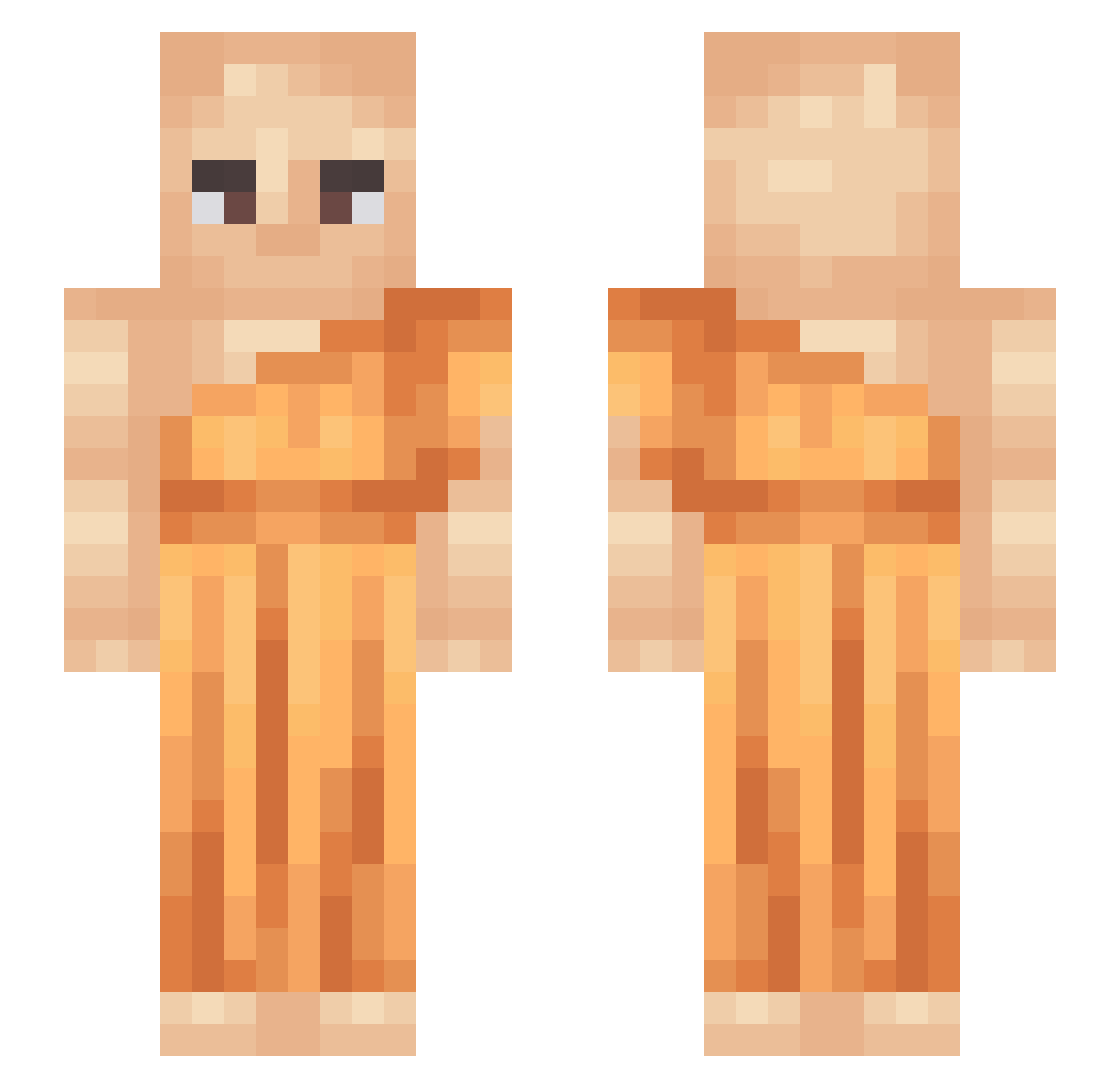 DenoMan Minecraft skin, front and back view