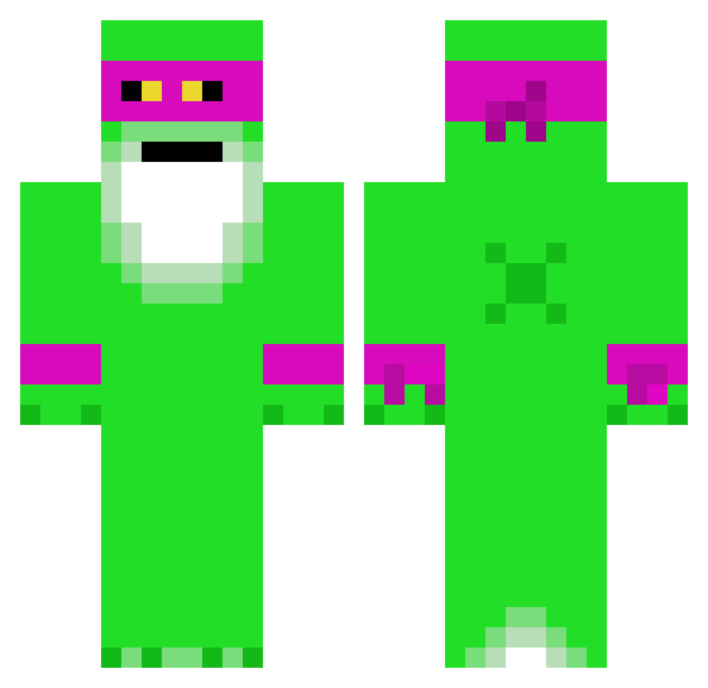 Frogosee Minecraft skin, front and back view