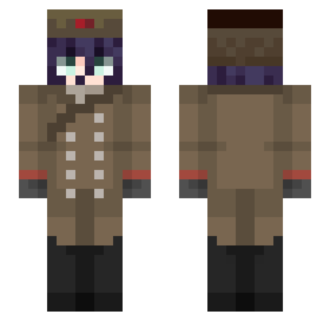 trapochka Minecraft skin, front and back view