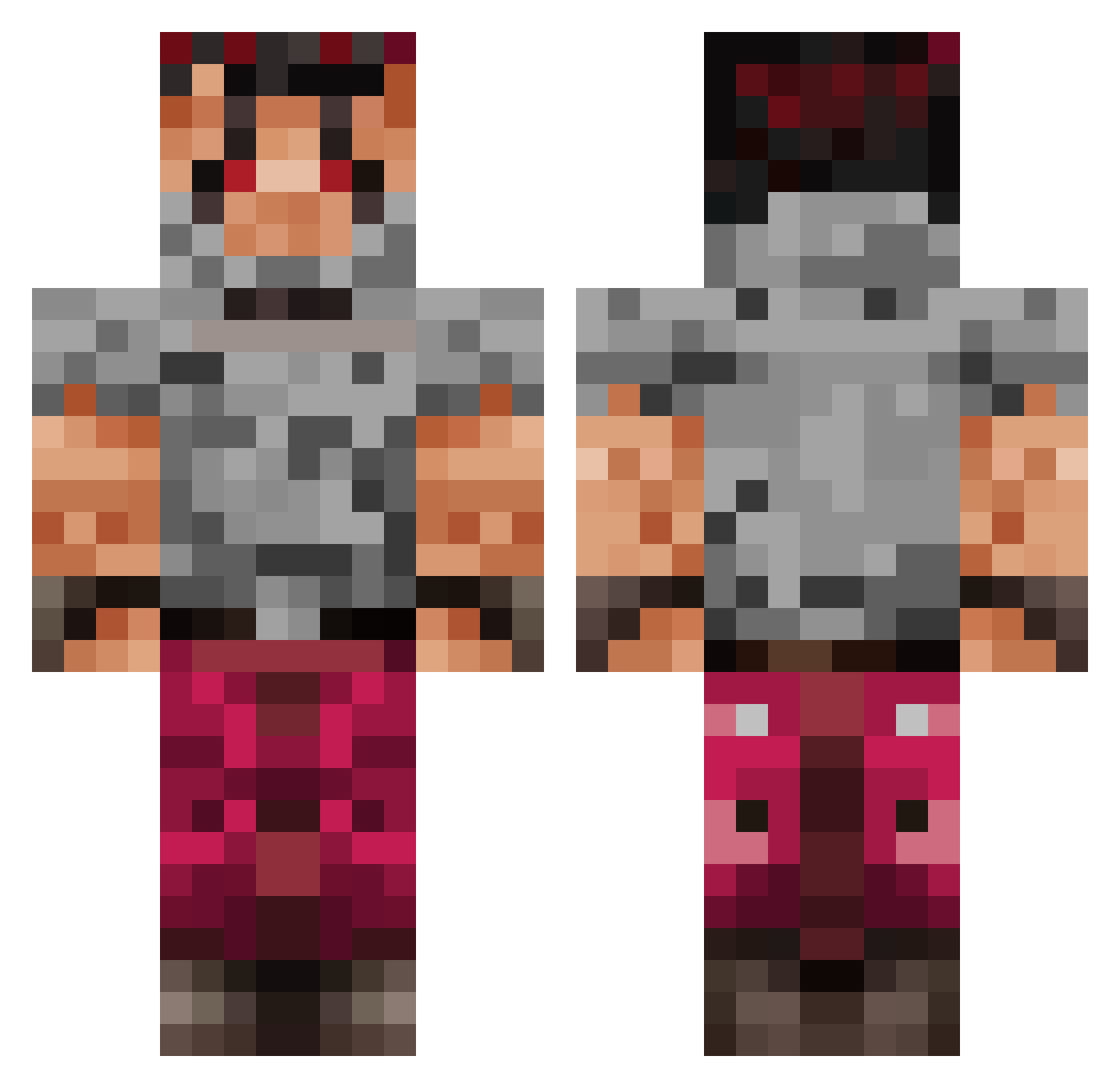 pisk Minecraft skin, front and back view