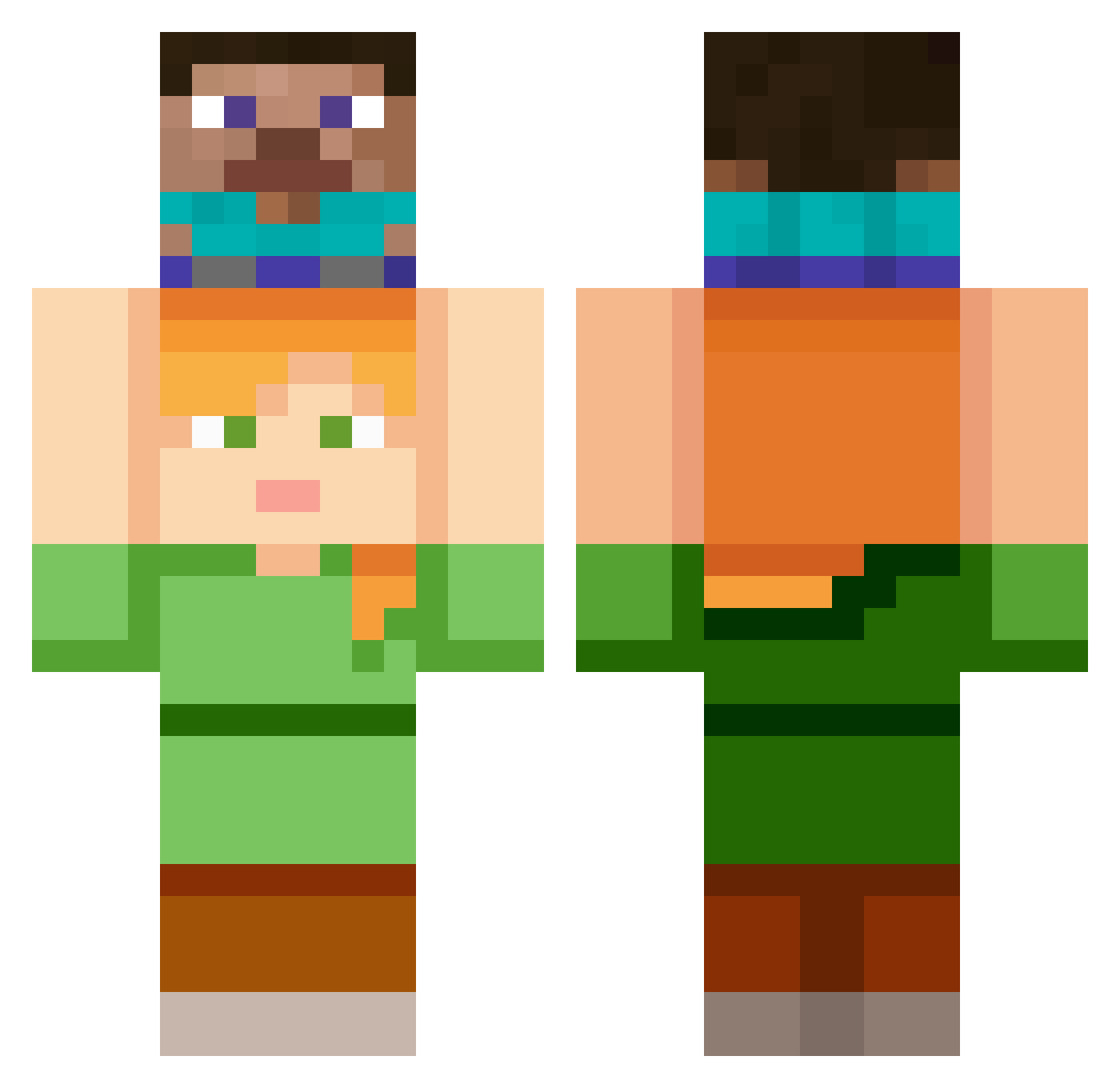 Marspegus Minecraft skin, front and back view