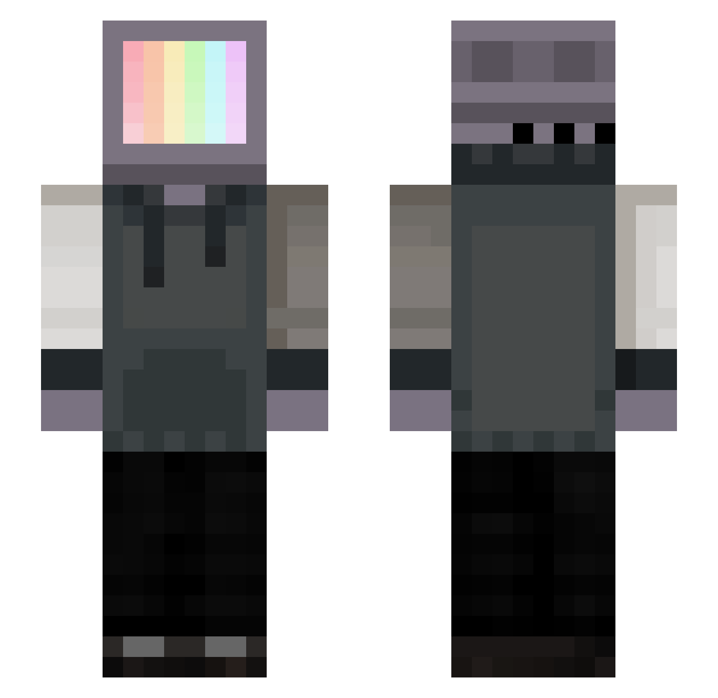 MiningForGoth Minecraft skin, front and back view