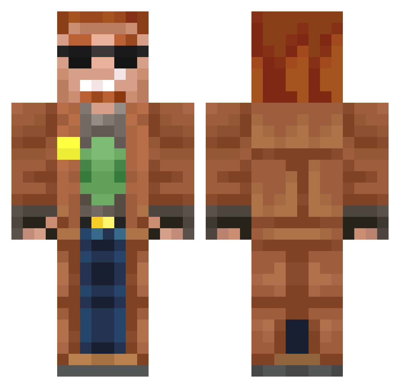 Jackwack2007 Minecraft skin, front and back view