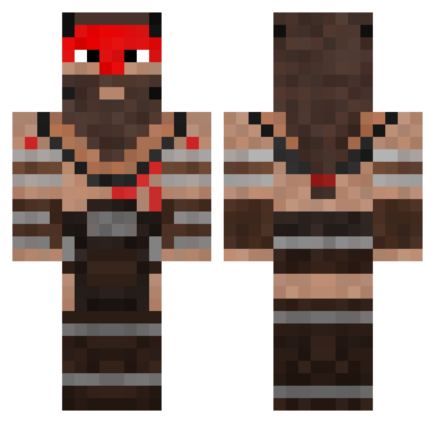 vaflha Minecraft skin, front and back view