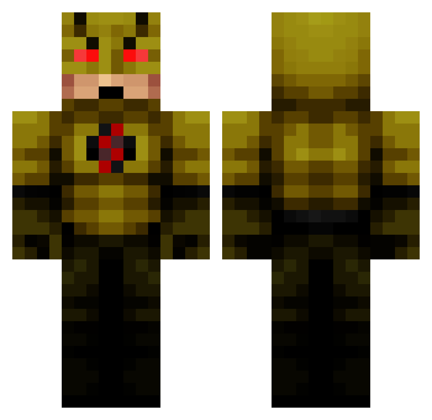 CupidBTC Minecraft skin, front and back view