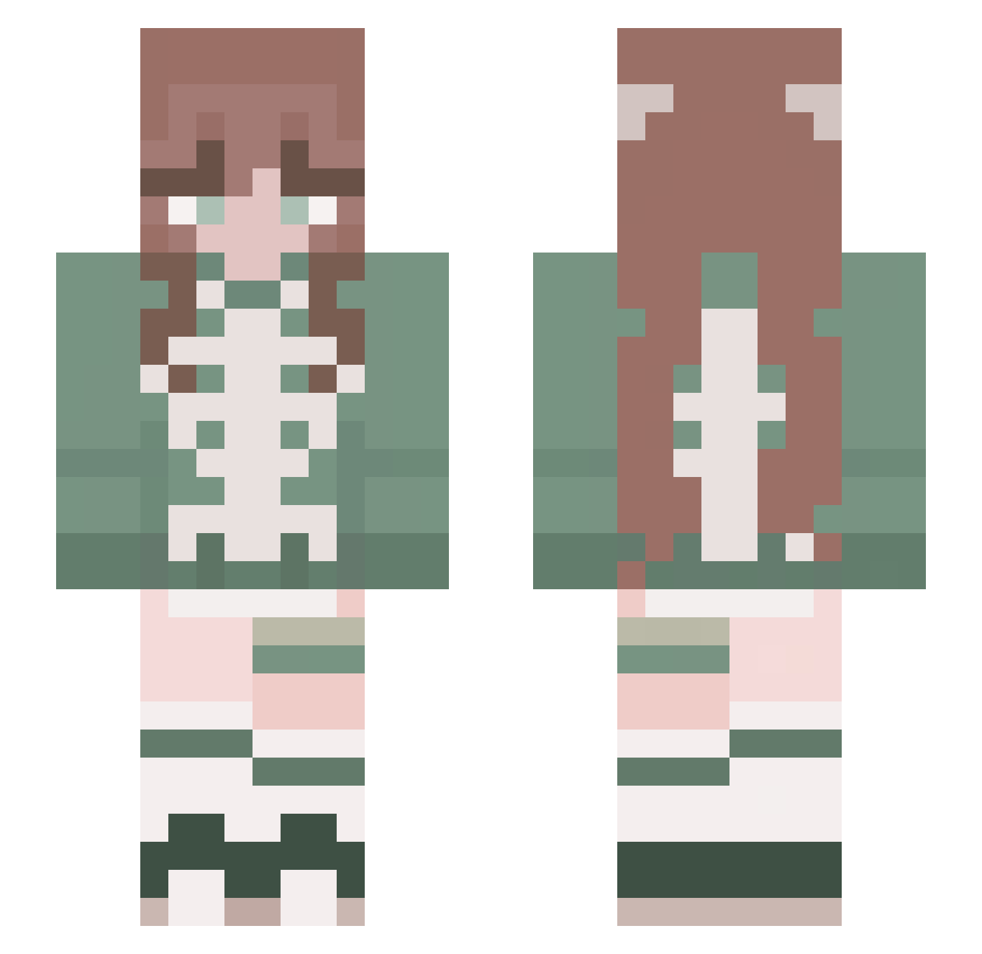 FlowerHappy Minecraft skin, front and back view