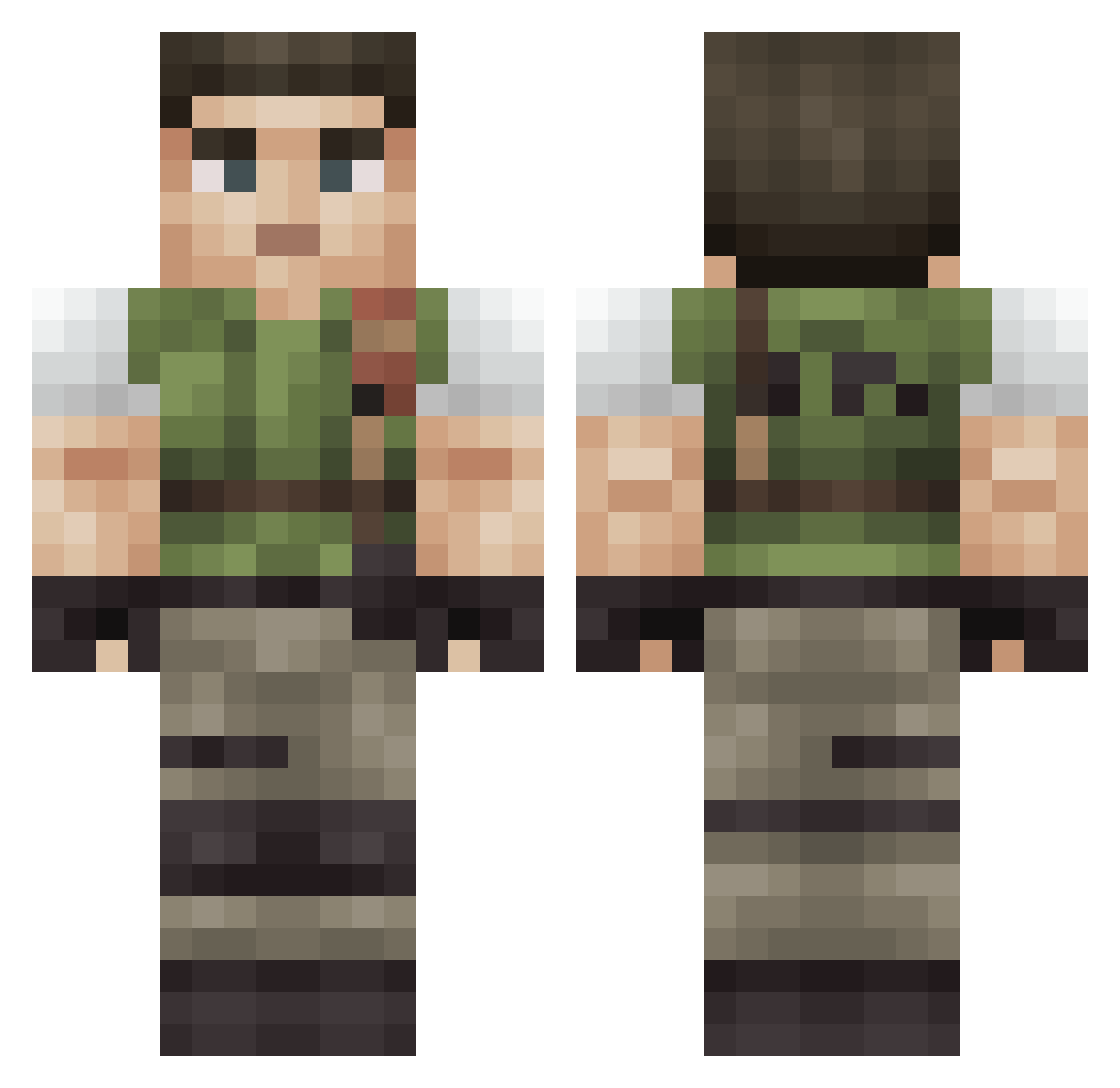 MeDaUmReaL Minecraft skin, front and back view