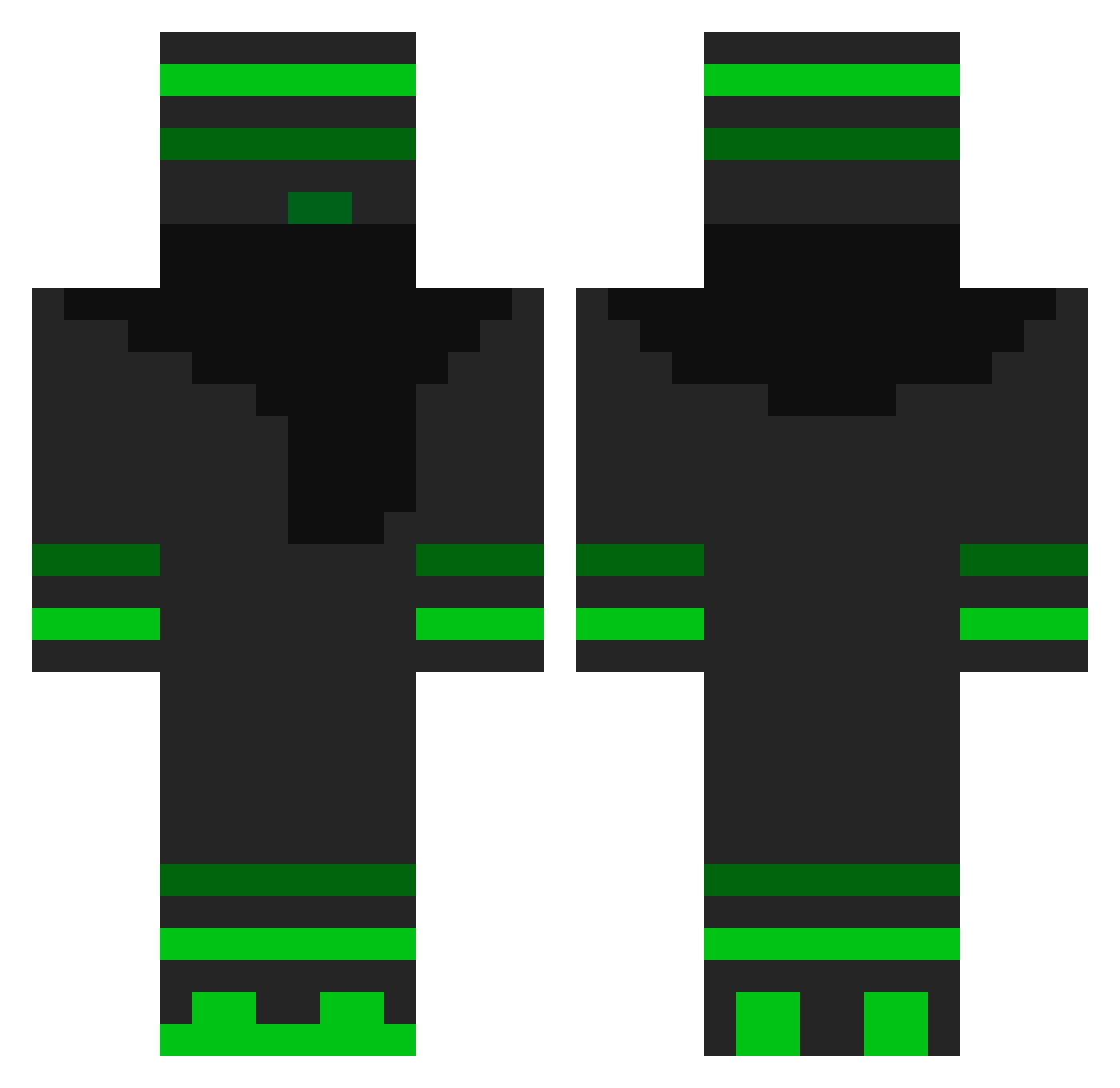YunoYoutube Minecraft skin, front and back view