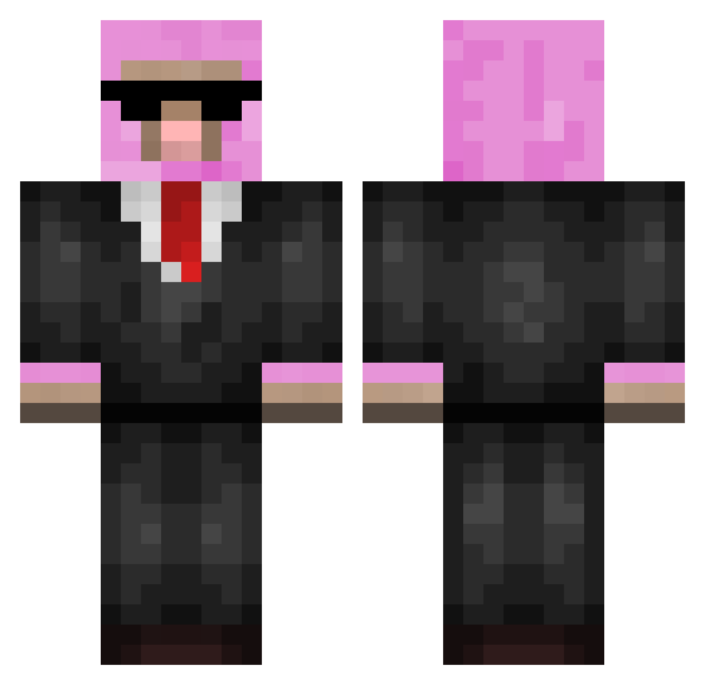TNFB Minecraft skin, front and back view