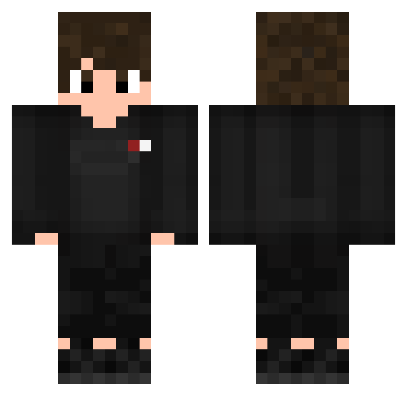 spiderninho Minecraft skin, front and back view