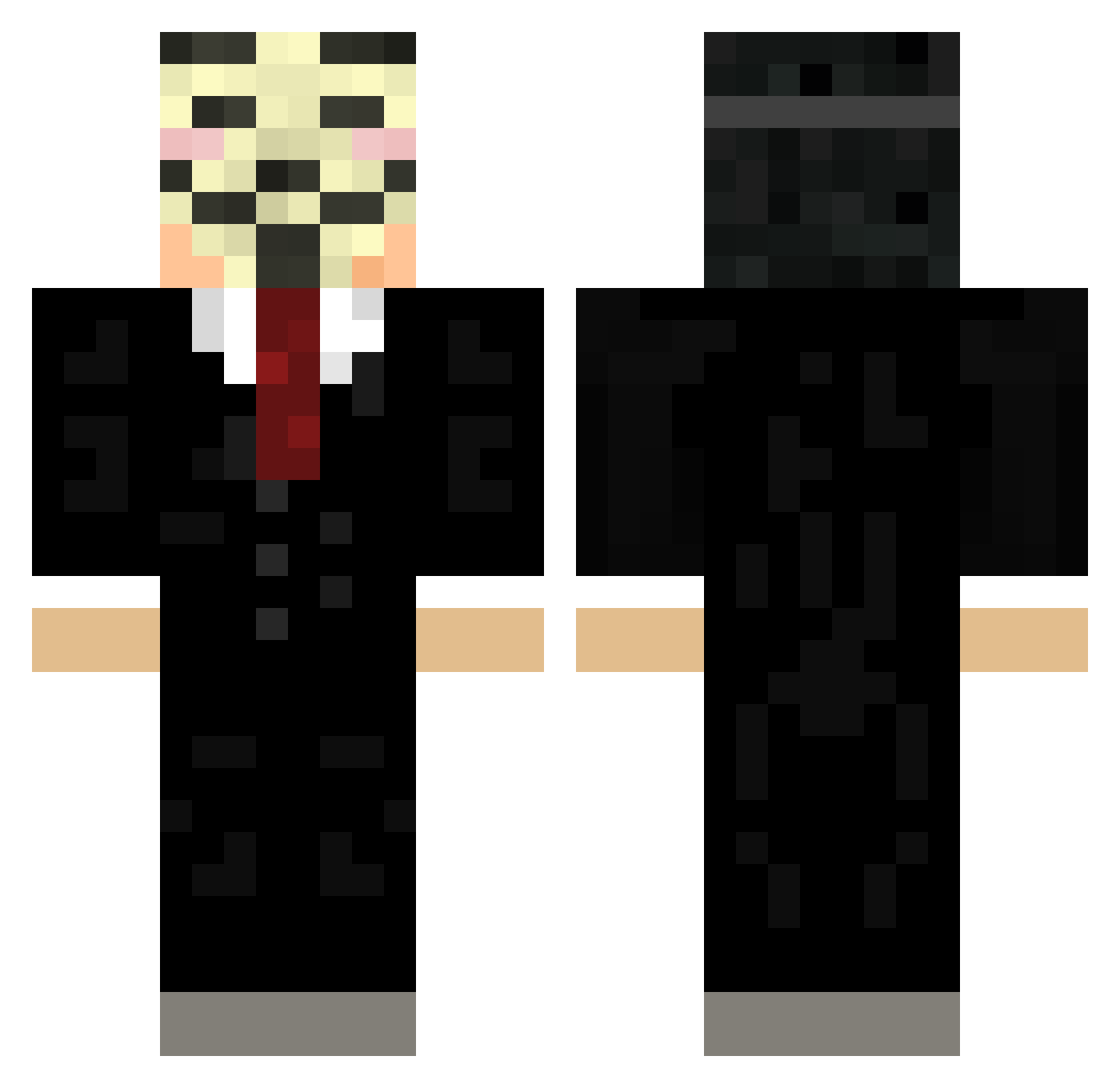 anon Minecraft skin, front and back view