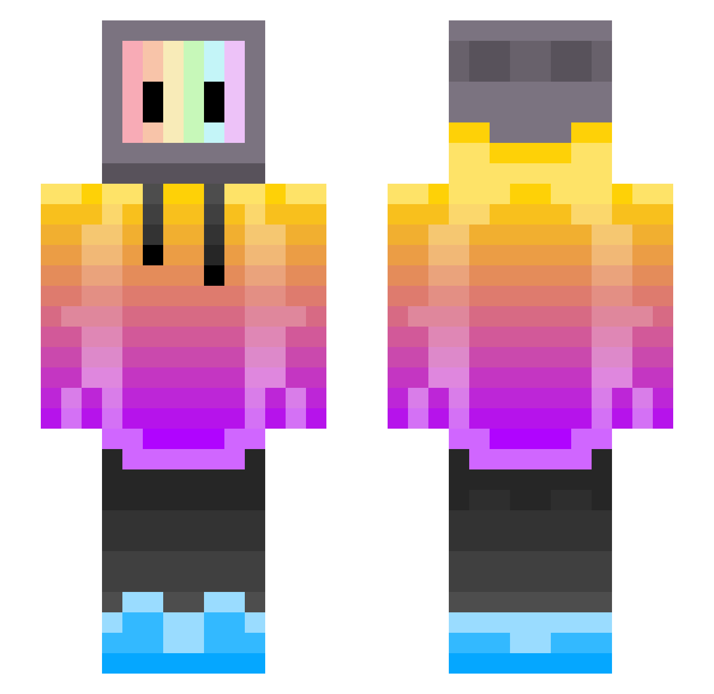 ImEfe Minecraft skin, front and back view