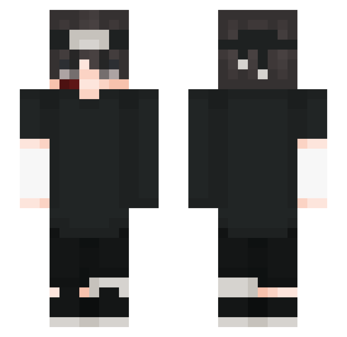 Vlexxd Minecraft skin, front and back view