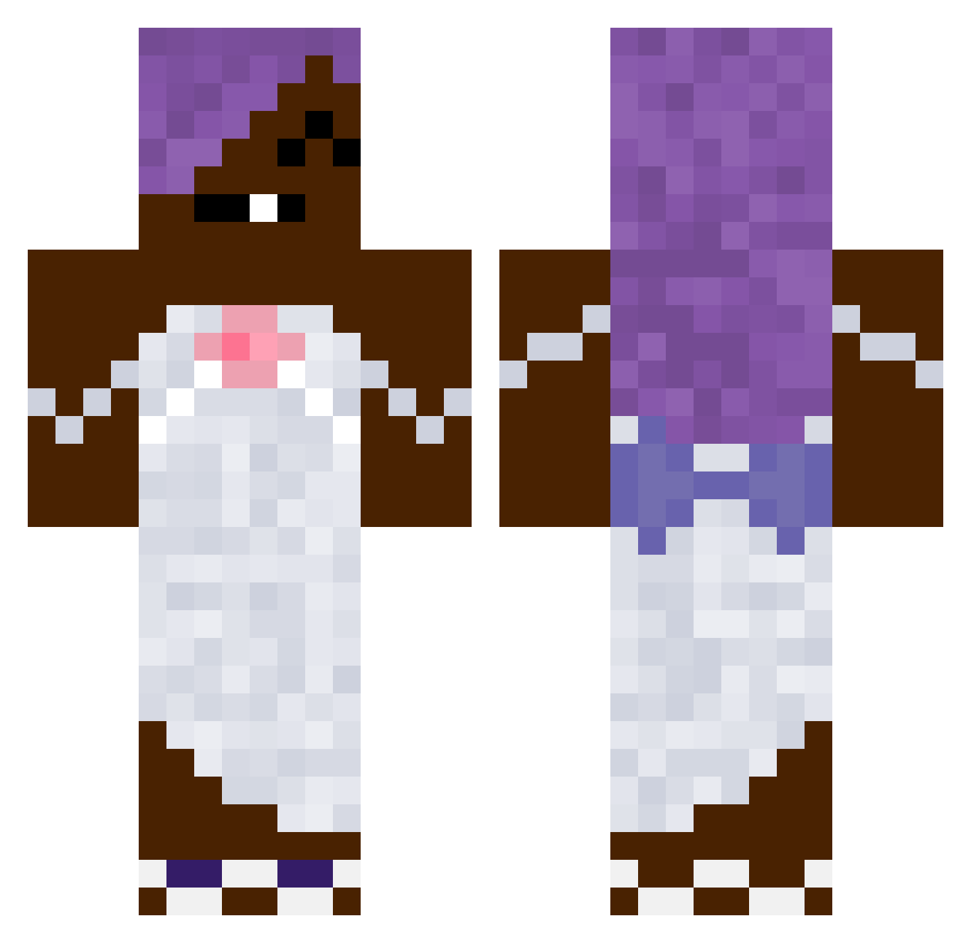 vaporwave123 Minecraft skin, front and back view
