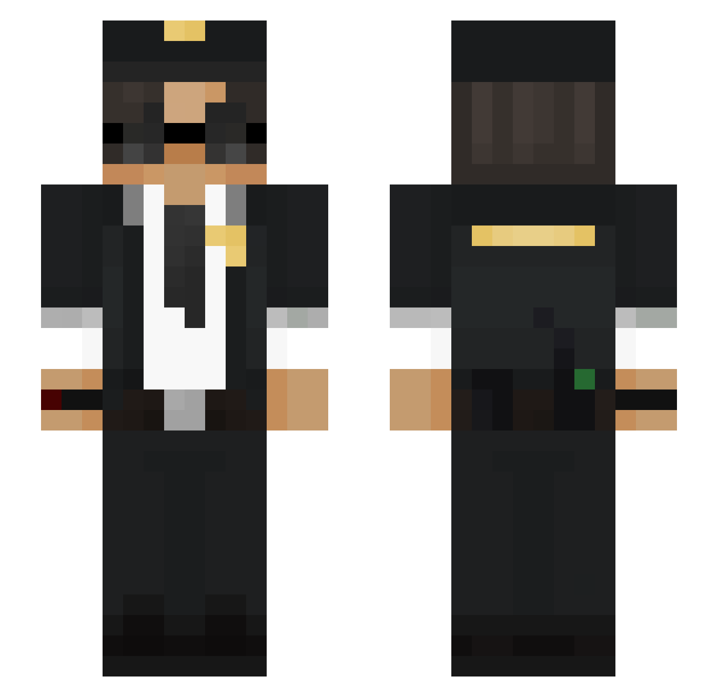 SEXYWHITECOP Minecraft skin, front and back view