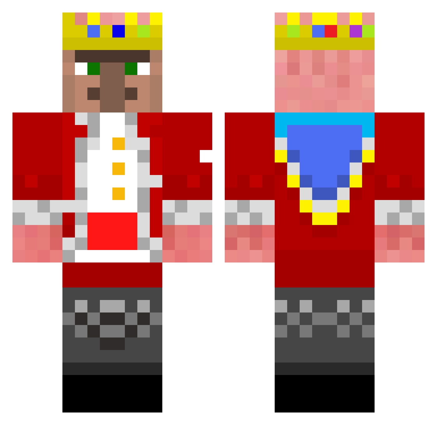 XDJM Minecraft skin, front and back view