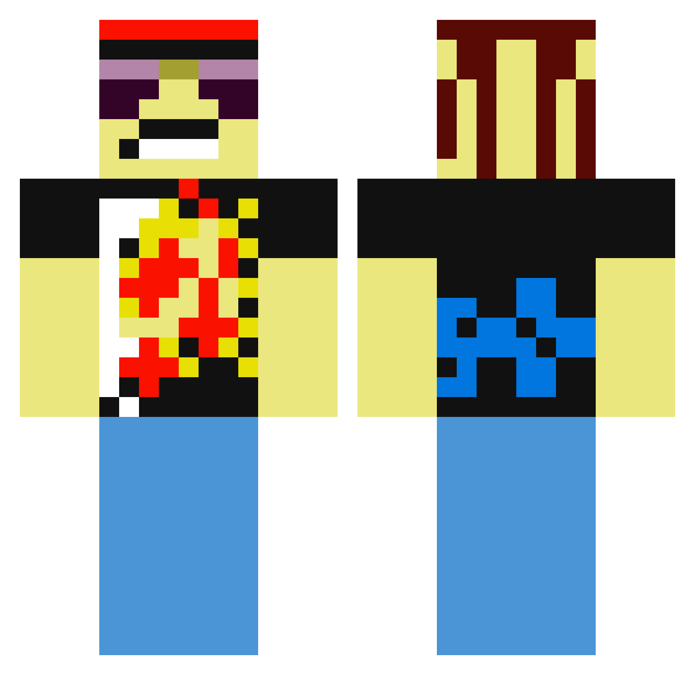 Unpro_Lucas Minecraft skin, front and back view