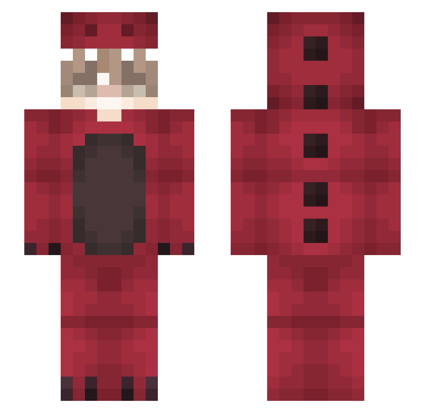 Skilldozer Minecraft skin, front and back view