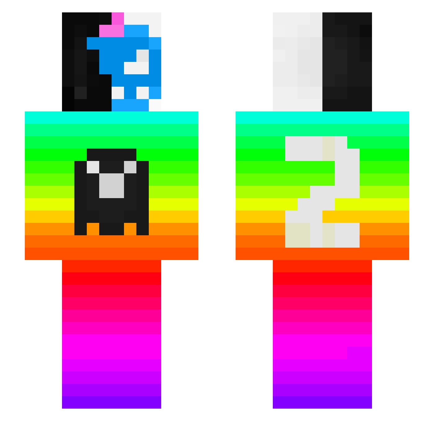 wLTV Minecraft skin, front and back view