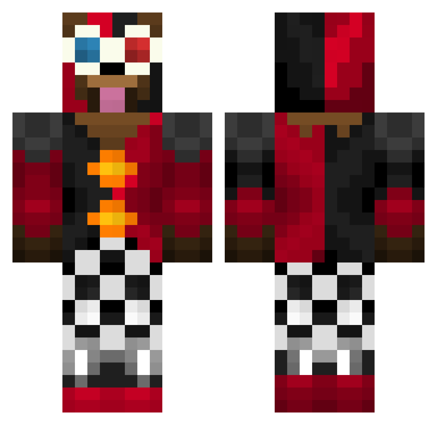 mulm Minecraft skin, front and back view