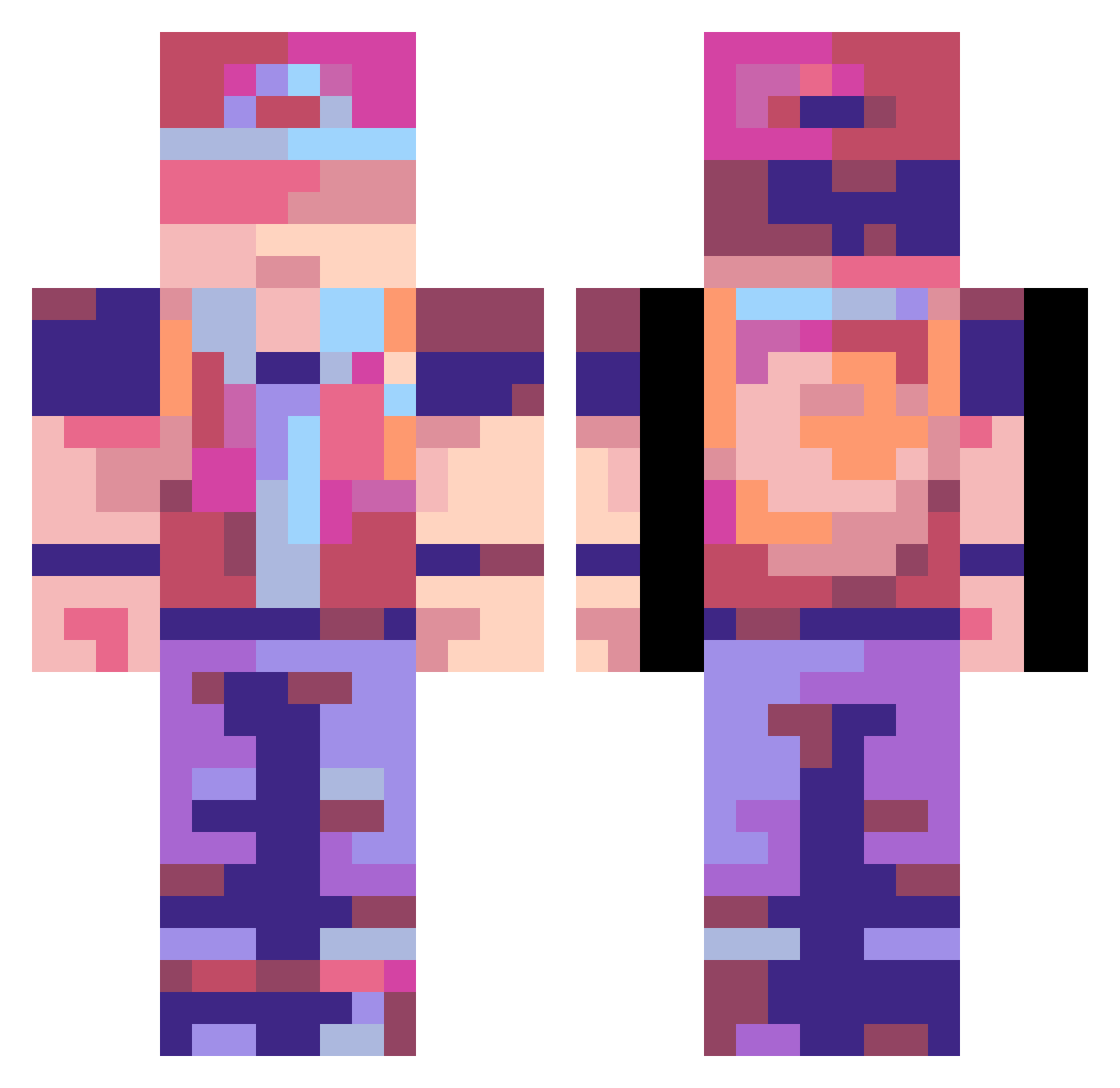 Kolyly Minecraft skin, front and back view