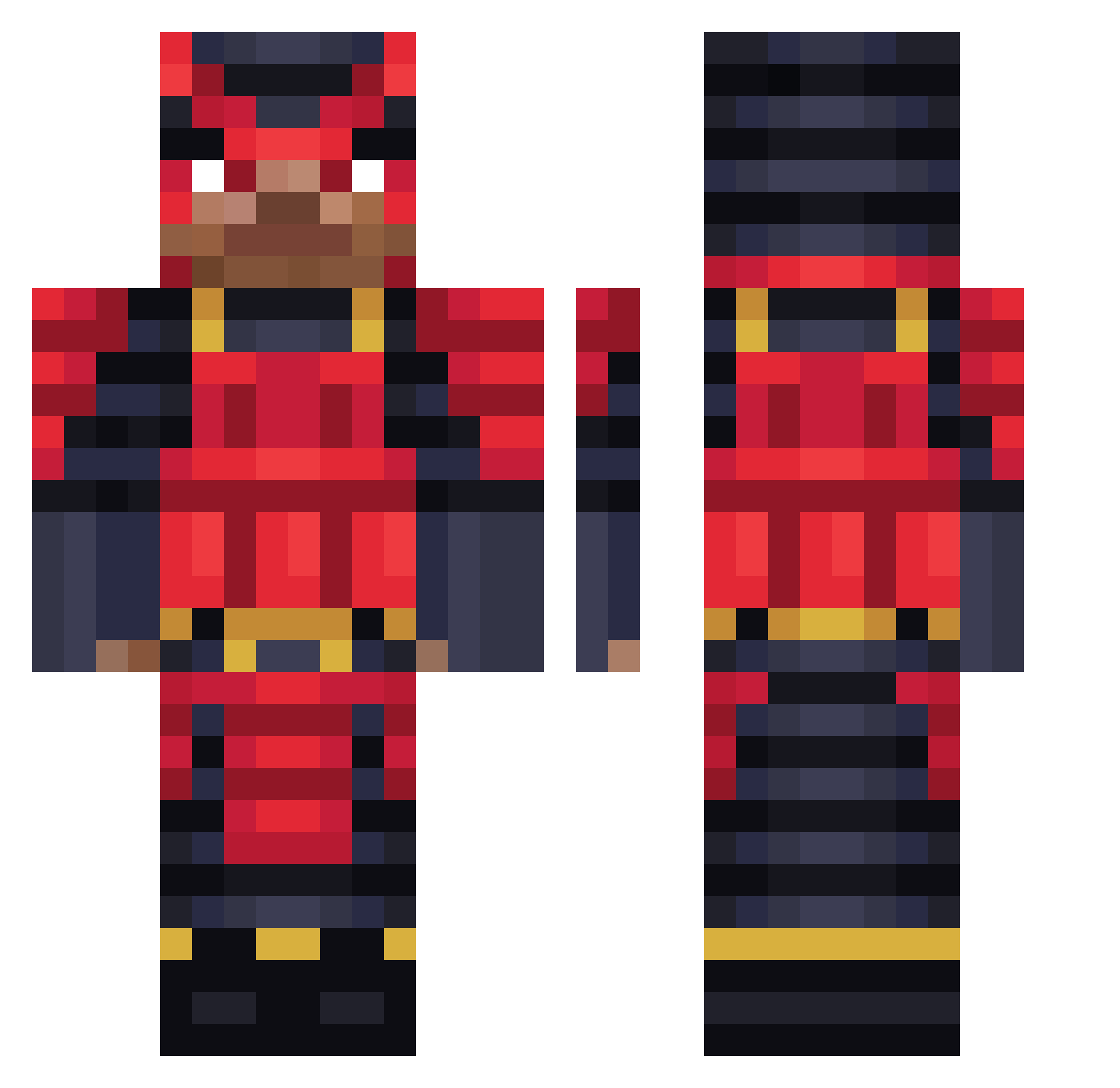 hardrico Minecraft skin, front and back view