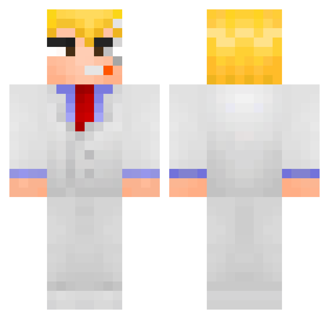 ValdoKing Minecraft skin, front and back view