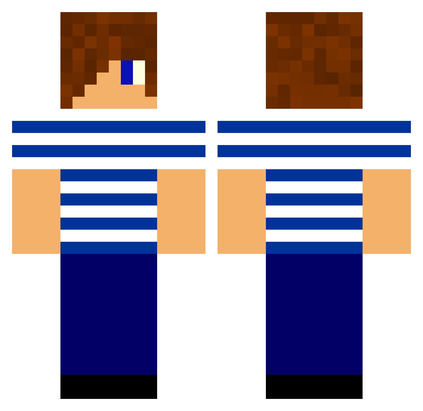 Velzac Minecraft skin, front and back view