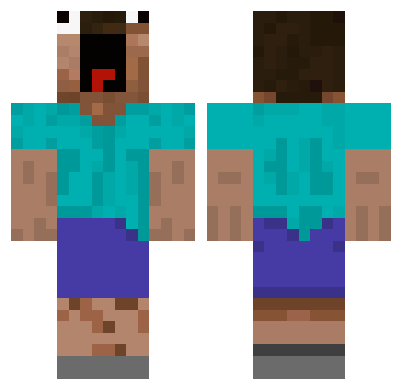 Xeli44 Minecraft skin, front and back view