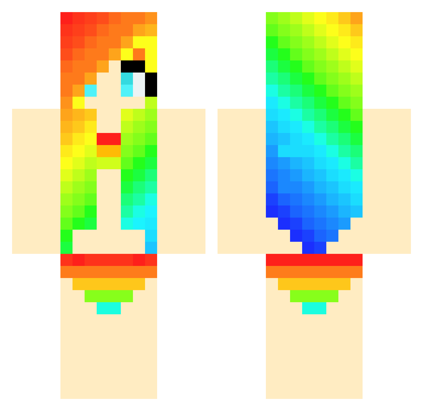 zeOnkers Minecraft skin, front and back view