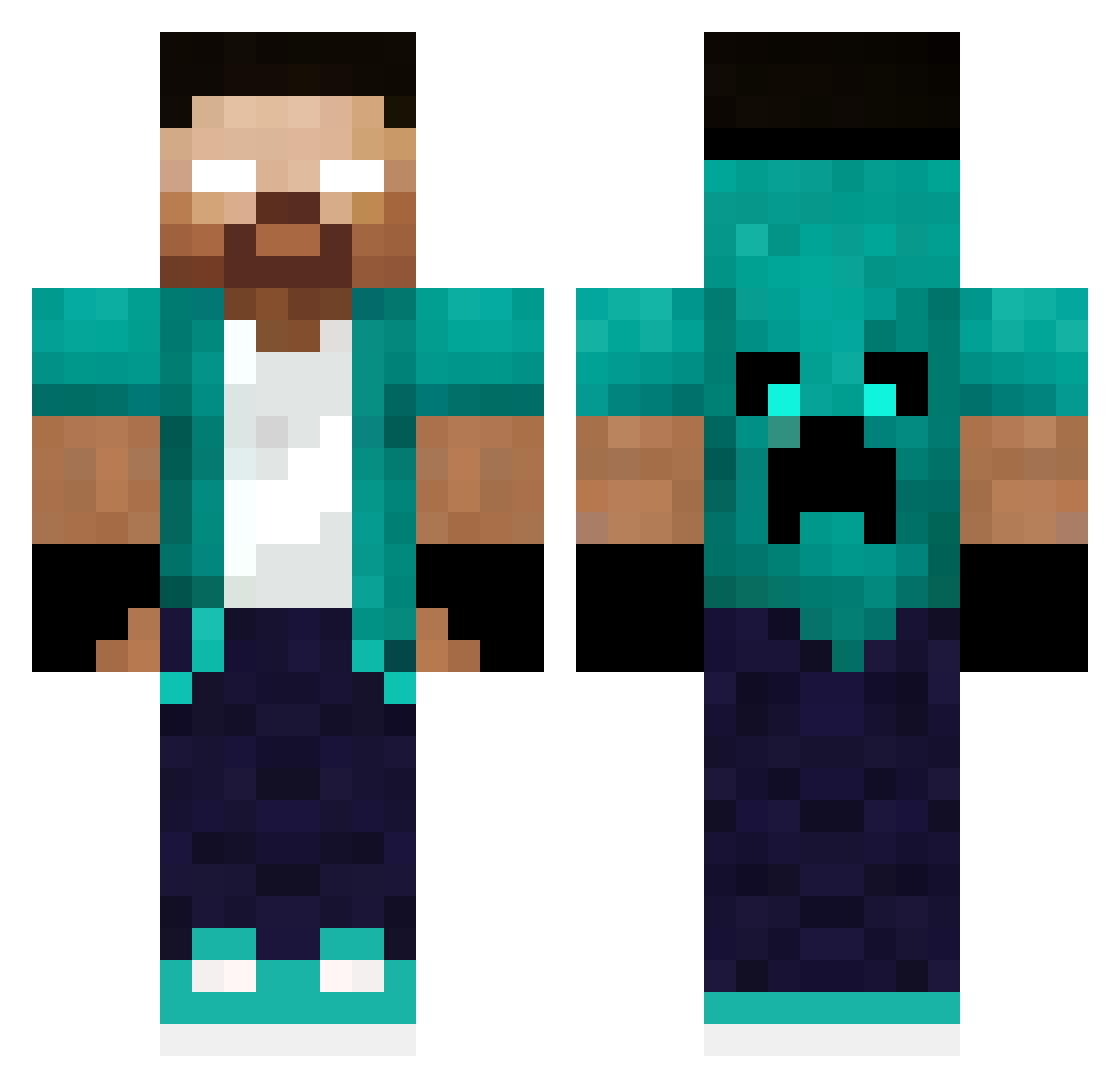 TheIronFireX Minecraft skin, front and back view