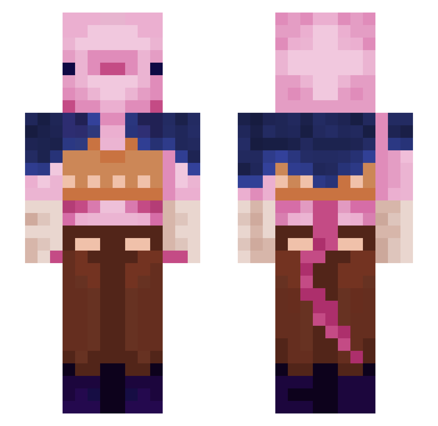 TaintedFox Minecraft skin, front and back view