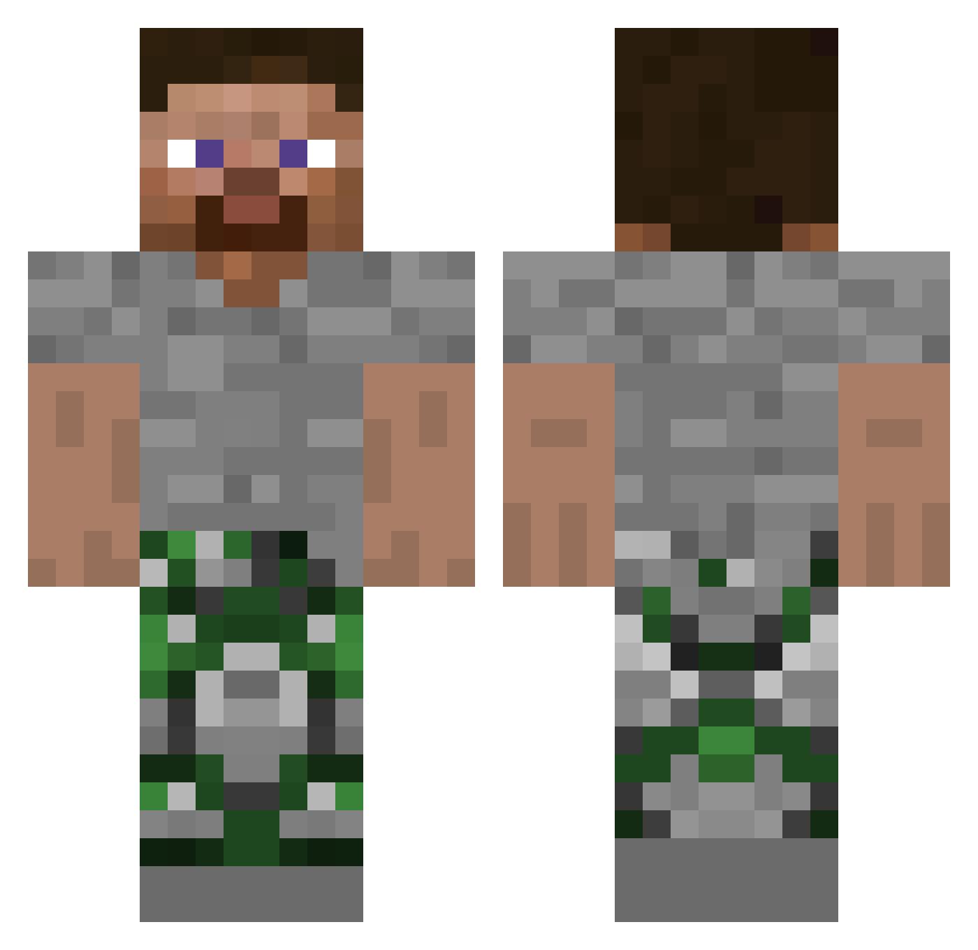 Spo0do Minecraft skin, front and back view