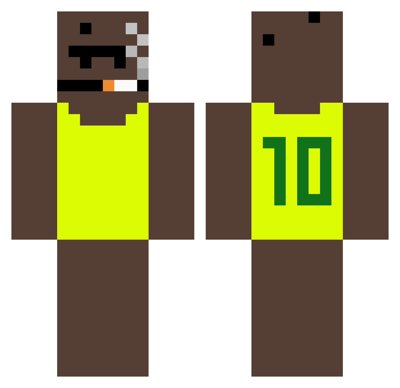 Nosecuenta Minecraft skin, front and back view