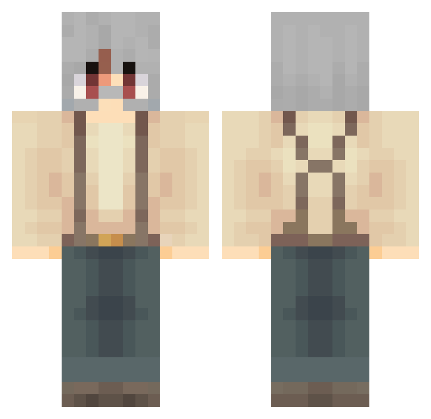 WalterBlqck Minecraft skin, front and back view